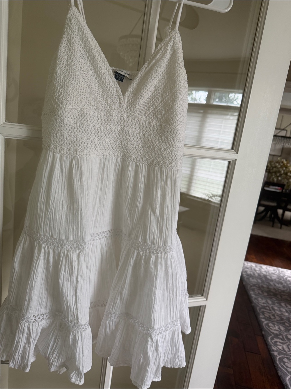 American Eagle Outfitters White Sleeveless Tiered Sun Dress